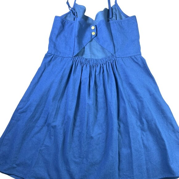 Pixley Navy Scalloped Linen Blend Cut Out Dress Size Large - Picture 4 of 10